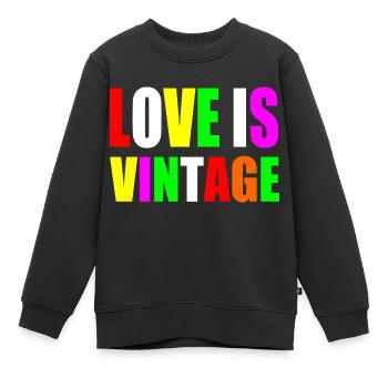 Love is vintage - Sweat Premium enfant bio - noir - Devant - AI Model Kid Female (0cm)