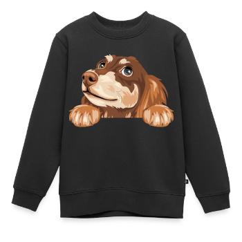 Teckel rêveur - Sweat Premium enfant bio - noir - Devant - AI Model Kid Female (0cm)