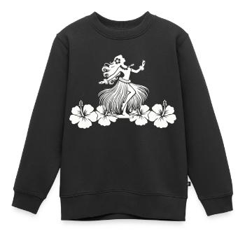 Hawaï Femme Hibiscus - Sweat Premium enfant bio - noir - Devant - AI Model Kid Female (0cm)