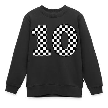 Numéro 10 à carreaux - Sweat Premium enfant bio - noir - Devant - AI Model Kid Female (0cm)