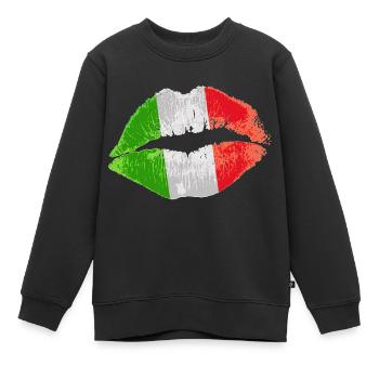 Kiss (Italie / Italie) - Sweat Premium enfant bio - noir - Devant - AI Model Kid Female (0cm)