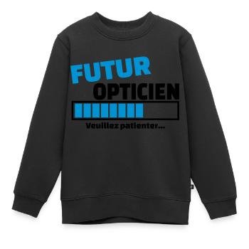 futur opticien - Sweat Premium enfant bio - noir - Devant - AI Model Kid Female (0cm)