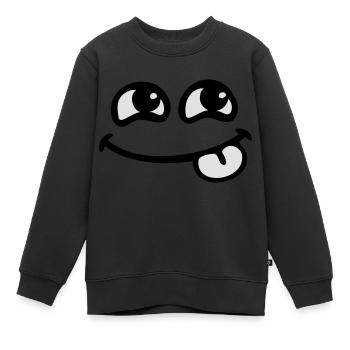 smile langue - Sweat Premium enfant bio - noir - Devant - AI Model Kid Female (0cm)