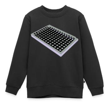 96 Bien Plate / 96 plaque perforée - Sweat Premium enfant bio - noir - Devant - AI Model Kid Female (0cm)