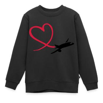 Flugzeug - Kinder Premium Organic Sweatshirt - Schwarz - Vorne - AI Model Kid Female (0cm)