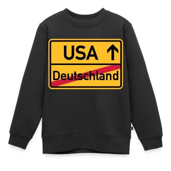 USA - Kinder Premium Organic Sweatshirt - Schwarz - Vorne - AI Model Kid Female (0cm)