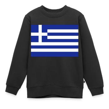 Griechenland Flagge Accessoires - Kinder Premium Organic Sweatshirt - Schwarz - Vorne - AI Model Kid Female (0cm)