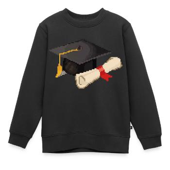 Retro Pixel Uni Abschluss - Kinder Premium Organic Sweatshirt - Schwarz - Vorne - AI Model Kid Female (0cm)