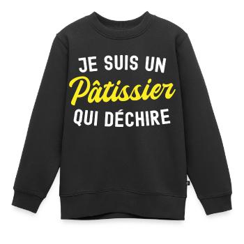 pâtissier qui déchire / humour patissier - Sweat Premium enfant bio - noir - Devant - AI Model Kid Female (0cm)