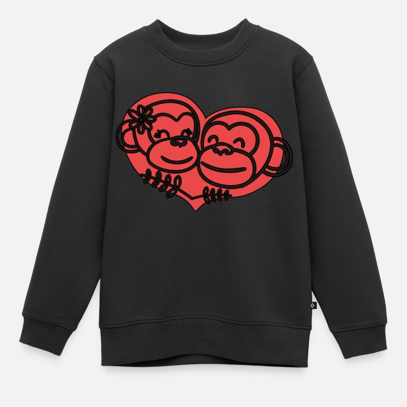 Cœurs de singes - Sweat Premium enfant bio - noir