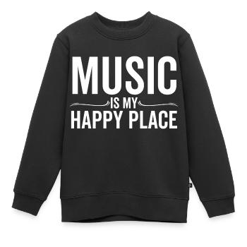 Musik ist mein glücklicher Ort - Kinder Premium Organic Sweatshirt - Schwarz - Vorne - AI Model Kid Female (0cm)