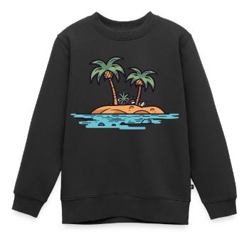 Ile aux palmiers - Sweat Premium enfant bio - noir - Devant - AI Model Kid Female (0cm)
