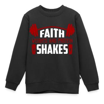 Faith Weights & Protein Shakes Workout Weight Lift - Sweat Premium enfant bio - noir - Devant - AI Model Kid Female (0cm)