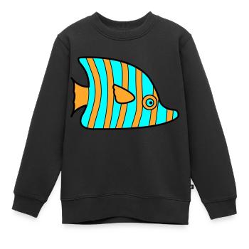 poisson - Sweat Premium enfant bio - noir - Devant - AI Model Kid Female (0cm)