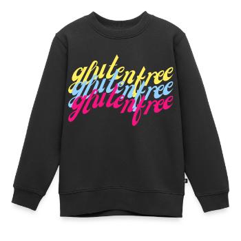 Gluten free geschwungen bunt - Kinder Premium Organic Sweatshirt - Schwarz - Vorne - AI Model Kid Female (0cm)
