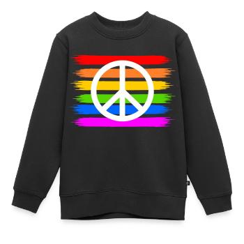 Peace Peacezeichen auf Regenbogenfahne regenbogen - Kinder Premium Organic Sweatshirt - Schwarz - Vorne - AI Model Kid Female (0cm)