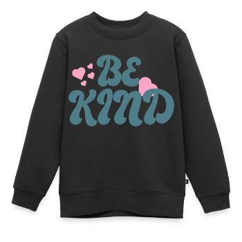 Be kind - Kids Premium Organic Sweatshirt - black - Front - AI Model Kid Female (0cm)