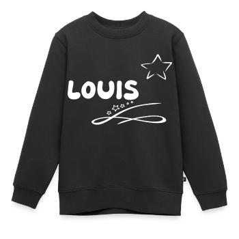 Cadeau Louis - Sweat Premium enfant bio - noir - Devant - AI Model Kid Female (0cm)