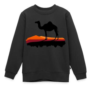 Dromedar im Abendlicht - Kinder Premium Organic Sweatshirt - Schwarz - Vorne - AI Model Kid Female (0cm)