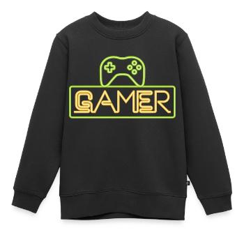 Gamer Neon - Sweat Premium enfant bio - noir - Devant - AI Model Kid Female (0cm)