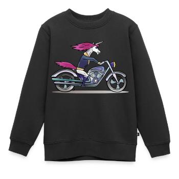 Badass Unicorn - Einhorn - Kinder Premium Organic Sweatshirt - Schwarz - Vorne - AI Model Kid Female (0cm)