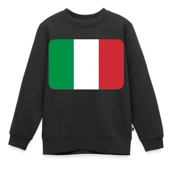 ITALY FLAG round corner 400 dpi - Sweat Premium enfant bio - noir - Devant - AI Model Kid Female (0cm)