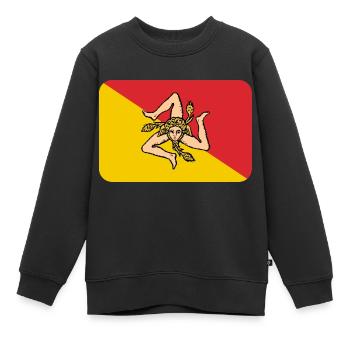 SICILY FLAG round corner 400 dpi - Kinder Premium Organic Sweatshirt - Schwarz - Vorne - AI Model Kid Female (0cm)