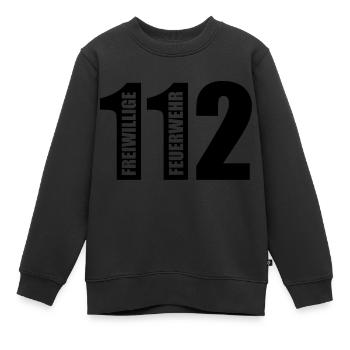 service d'incendie de bénévoles dans 112 - Sweat Premium enfant bio - noir - Devant - AI Model Kid Female (0cm)