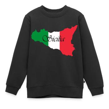 Sicile couleurs classique écrit Sicilia - Sweat Premium enfant bio - noir - Devant - AI Model Kid Female (0cm)