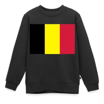 Drapeau Belge - Belgische vlag - Sweat Premium enfant bio - noir - Devant - AI Model Kid Female (0cm)