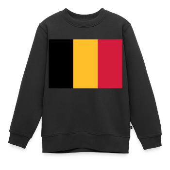 Drapeau Belge - Belgische vlag - Sweat Premium enfant bio - noir - Devant - AI Model Kid Female (0cm)