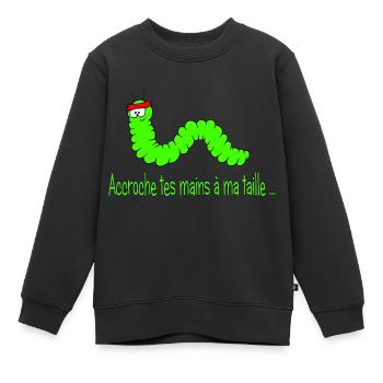 la chenille - Sweat Premium enfant bio - noir - Devant - AI Model Kid Female (0cm)