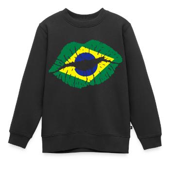 Kussmund (Brasilien) - Kinder Premium Organic Sweatshirt - Schwarz - Vorne - AI Model Kid Female (0cm)