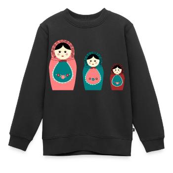 Matroschka trio poupée russe jouets - Sweat Premium enfant bio - noir - Devant - AI Model Kid Female (0cm)