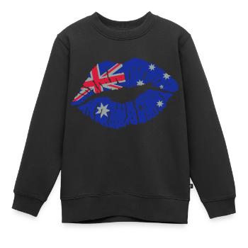 Kissing Mouth (Australie) - Sweat Premium enfant bio - noir - Devant - AI Model Kid Female (0cm)