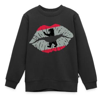Kussmund (Berlin) - Kinder Premium Organic Sweatshirt - Schwarz - Vorne - AI Model Kid Female (0cm)