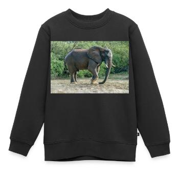 L’éléphant piétinait le pied dans le sable. - Sweat Premium enfant bio - noir - Devant - AI Model Kid Female (0cm)