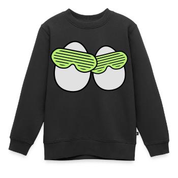 Funky Eggs - Sweat Premium enfant bio - noir - Devant - AI Model Kid Female (0cm)