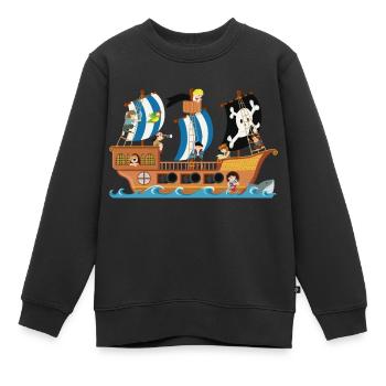 Piratenschiff - Kinder Premium Organic Sweatshirt - Schwarz - Vorne - AI Model Kid Female (0cm)