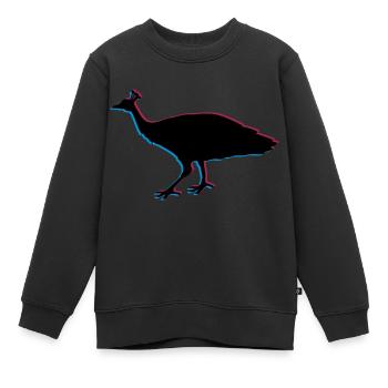 3d vogel silhouette umriss schatten pfau fasan fed - Kinder Premium Organic Sweatshirt - Schwarz - Vorne - AI Model Kid Female (0cm)