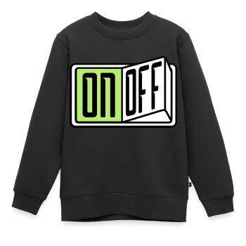 on off switch button button turn off - Kids Premium Organic Sweatshirt - black - Front - AI Model Kid Female (0cm)