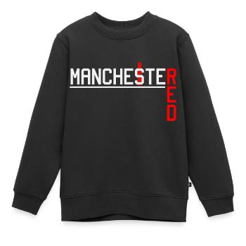 Manchester ist Rot - Kinder Premium Organic Sweatshirt - Schwarz - Vorne - AI Model Kid Female (0cm)