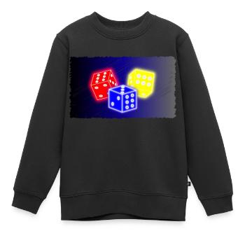 Lancer des dés - Sweat Premium enfant bio - noir - Devant - AI Model Kid Female (0cm)
