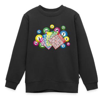 Bingo lottery balls and bingo cards - Kinder Premium Organic Sweatshirt - Schwarz - Vorne - AI Model Kid Female (0cm)