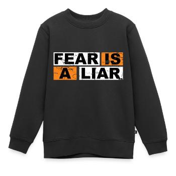La peur est une citation de motivation de menteur - Sweat Premium enfant bio - noir - Devant - AI Model Kid Female (0cm)