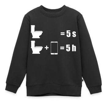 Toilette und Handy - Kinder Premium Organic Sweatshirt - Schwarz - Vorne - AI Model Kid Female (0cm)
