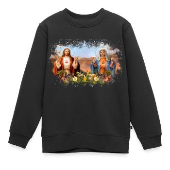 Holly Mary Maria Madonna Mariana Vierge Marie - Sweat Premium enfant bio - noir - Devant - AI Model Kid Female (0cm)