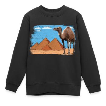 Kamel vor Pyramiden - Kinder Premium Organic Sweatshirt - Schwarz - Vorne - AI Model Kid Female (0cm)