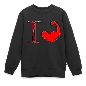 muscles - Kids Premium Organic Sweatshirt - black - Front - AI Model Kid Female (0cm)