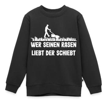 Wer seinen Rasen liebt der schiebt - Kinder Premium Organic Sweatshirt - Schwarz - Vorne - AI Model Kid Female (0cm)